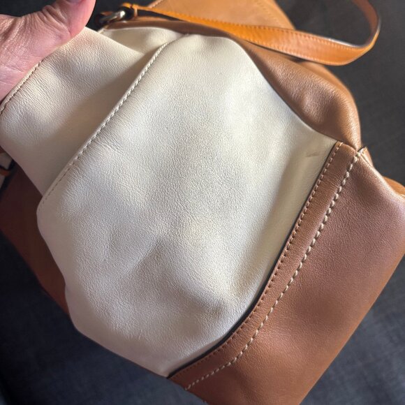 Coach Vintage Tricolor TurnLock Brown Orange Shoulder Leather Tote - Picture 13 of 14